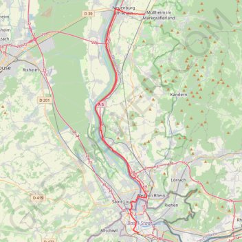 Basel-Müllheim trail, distance, elevation, map, profile, GPS track