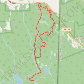 Green Falls Area North East Loop - Pachaug State Forest trail, distance, elevation, map, profile, GPS track