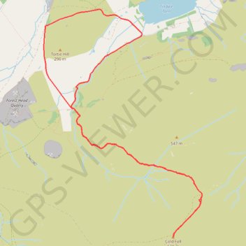 Track and Path from Stagshaw Path up to Cold Fell and back round Stagshaw trail, distance, elevation, map, profile, GPS track