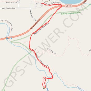 Marymere Falls trail, distance, elevation, map, profile, GPS track