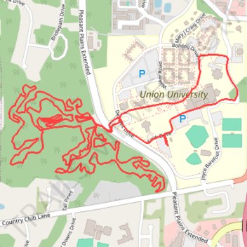 Union University MTB ride trail, distance, elevation, map, profile, GPS track