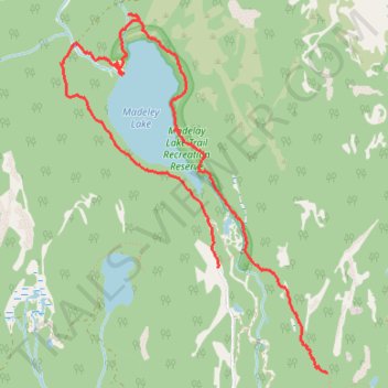 Loop trail around Madeley Lake trail, distance, elevation, map, profile, GPS track