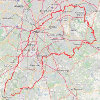 Atlanta, Lilburn, Yellow River Park, Panola, Jonesboro trail, distance, elevation, map, profile, GPS track