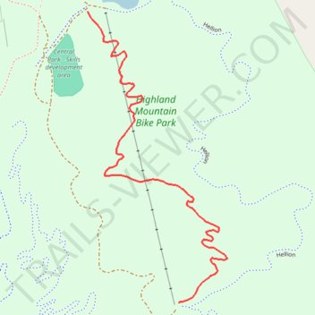Highland Mountain Bike Park - Upper Happy Hour to Lower Happy Hour trail, distance, elevation, map, profile, GPS track