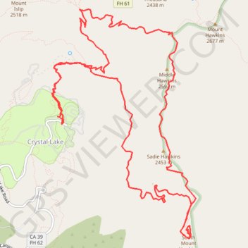South Mount Hawkins, Sadie Hawkins and Middle Hawkins Loop trail, distance, elevation, map, profile, GPS track