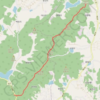 덕룡-주작-오소재(샘) trail, distance, elevation, map, profile, GPS track