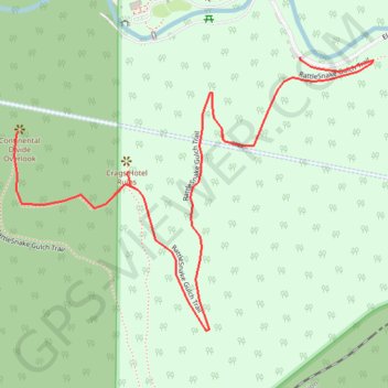 Crags Hotel Ruins and Continental Divide Overlook trail, distance, elevation, map, profile, GPS track