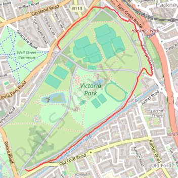 Running Victoria Park trail, distance, elevation, map, profile, GPS track