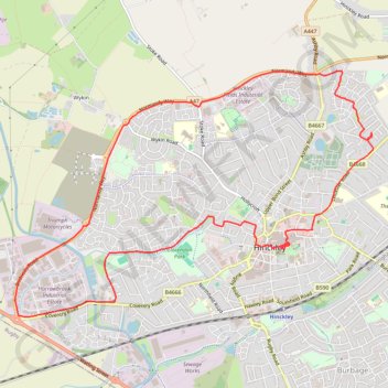 Cycle tour of Hinckley trail, distance, elevation, map, profile, GPS track