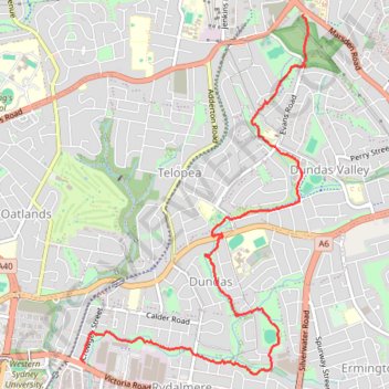 The Ponds Walk: Carlingford - Rydalmere trail, distance, elevation, map, profile, GPS track