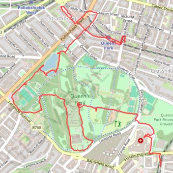 Glasgow Queen's Park Walk trail, distance, elevation, map, profile, GPS track