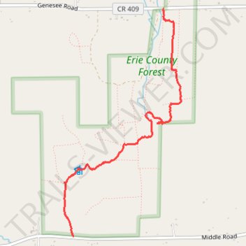 Orange trailblazed trail in the Erie County Forest trail, distance, elevation, map, profile, GPS track