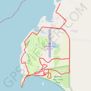 Basin Harbor trails trail, distance, elevation, map, profile, GPS track