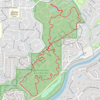 Sope Creek MTB Loop trail, distance, elevation, map, profile, GPS track