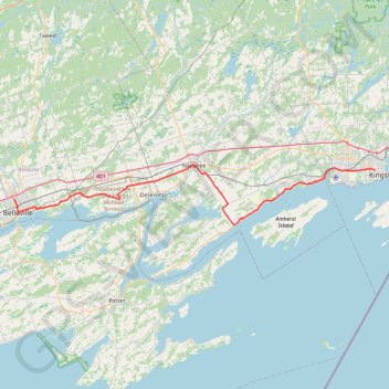 Belleville - Kingston trail, distance, elevation, map, profile, GPS track