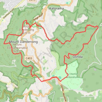 Dandenong Ranges National Park trail, distance, elevation, map, profile, GPS track