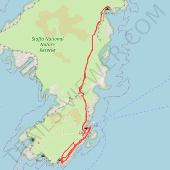 Staffa National Nature Reserve trail, distance, elevation, map, profile, GPS track