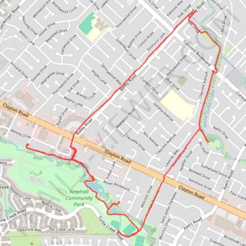 Access from Bailey Rd / Clayton Rd to Newhall Park trail, distance, elevation, map, profile, GPS track