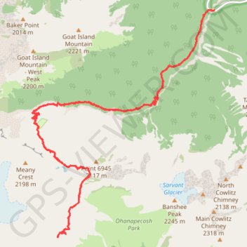 Wonderland Trail from Sunrise Park Road via Fryingpan Creek and Camp Summerland in the Mount Rainier National Park trail, distance, elevation, map, profile, GPS track