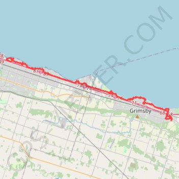 Bike ride to Hamilton Beach trail, distance, elevation, map, profile, GPS track