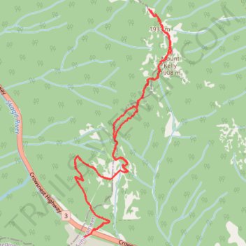 Ski up and down Mount Kelly trail, distance, elevation, map, profile, GPS track
