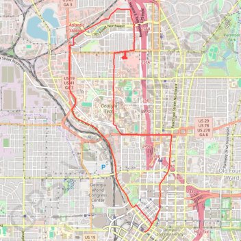 Atlanta Critical Mass bike ride trail, distance, elevation, map, profile, GPS track