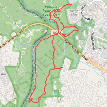 Patapsco Valley State Park Loop trail, distance, elevation, map, profile, GPS track