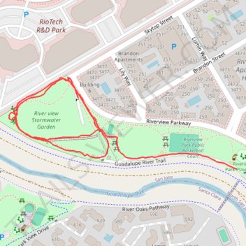 Riverview Stormwater Garden trail, distance, elevation, map, profile, GPS track