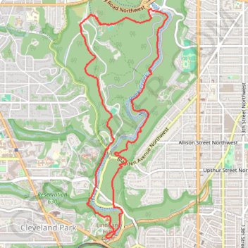 Southern Loop via Western Ridge Trail and Valley Trail in Rock Creek Park and Piney Branch Parkway trail, distance, elevation, map, profile, GPS track