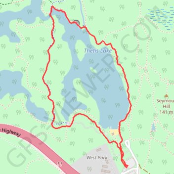 Thetis Lake Loop trail, distance, elevation, map, profile, GPS track